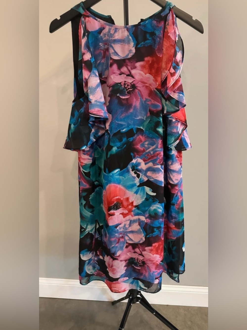 Tahari Multicolor Floral Maxi Dress - Blue, Pink, Red